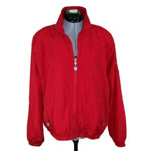 VTG KAELIN Women's SZ L Red Bomber Jacket Lined Track Full Zip Windbreaker 90s